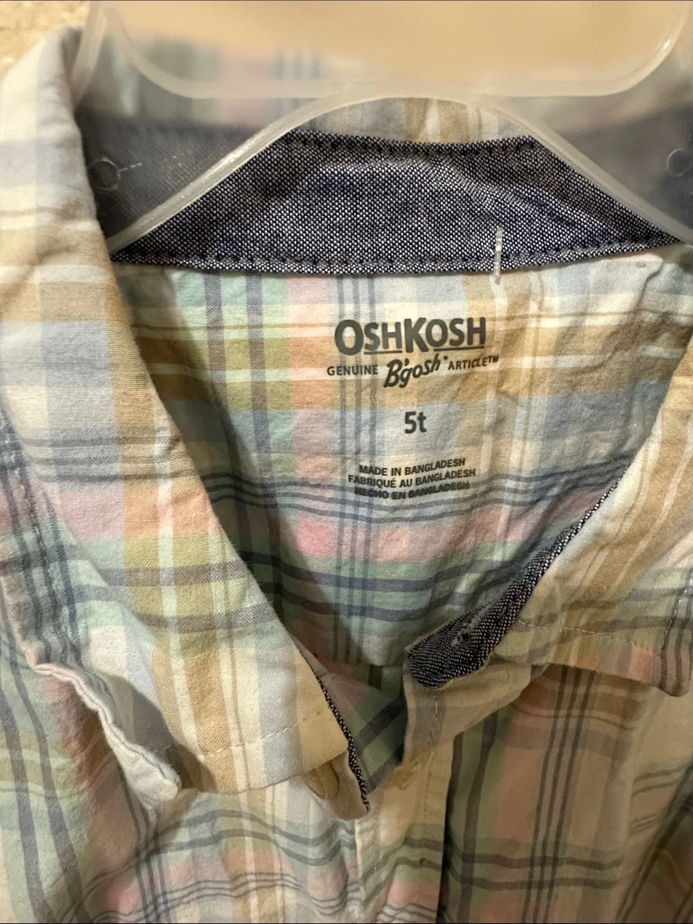 3/15$ OshKosh B'gosh Pastel Plaid Button-Down Shirt - Blue, Pink & Cream